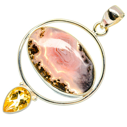Sterling silver oval Ocean Jasper pendant with citrine pear drop and top bail.