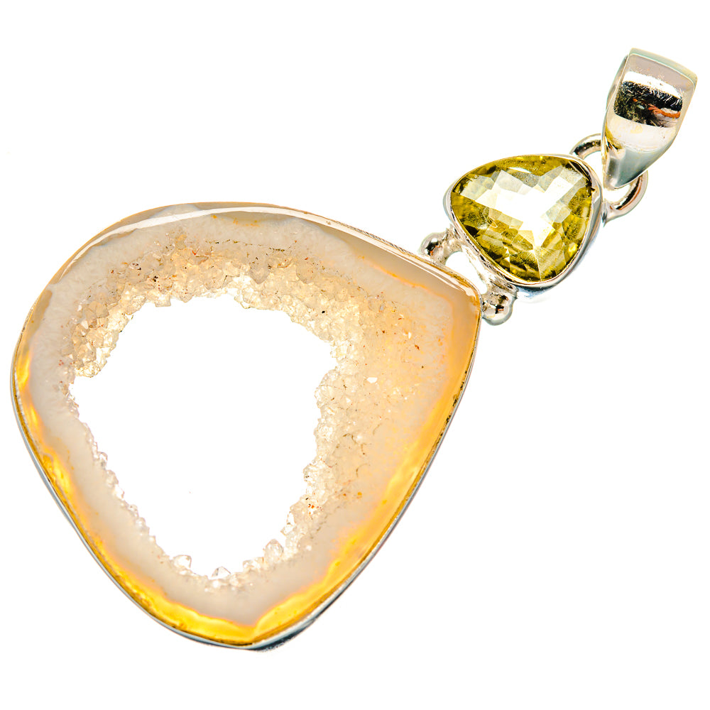 White Geode Slice Pendants handcrafted by Ana Silver Co - PD23747 - Photo 2