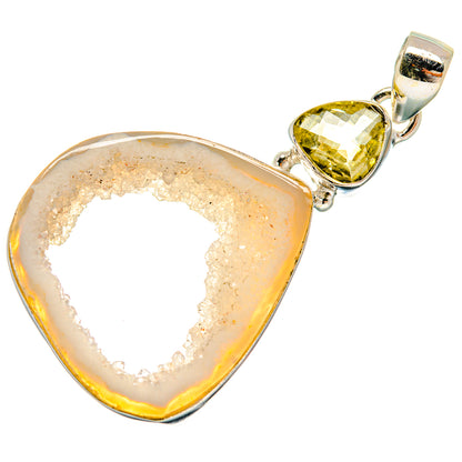 White Geode Slice Pendants handcrafted by Ana Silver Co - PD23747 - Photo 2