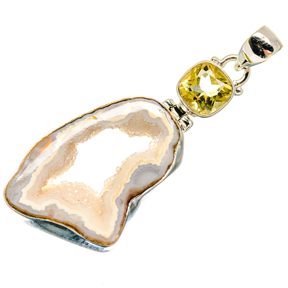 White Geode Slice Pendants handcrafted by Ana Silver Co - PD23749 - Photo 2