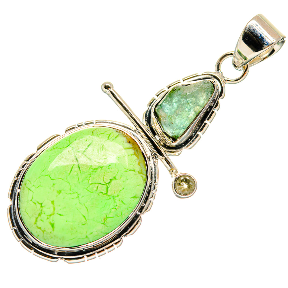 Lemon Chrysoprase Pendants handcrafted by Ana Silver Co - PD23878 - Photo 2