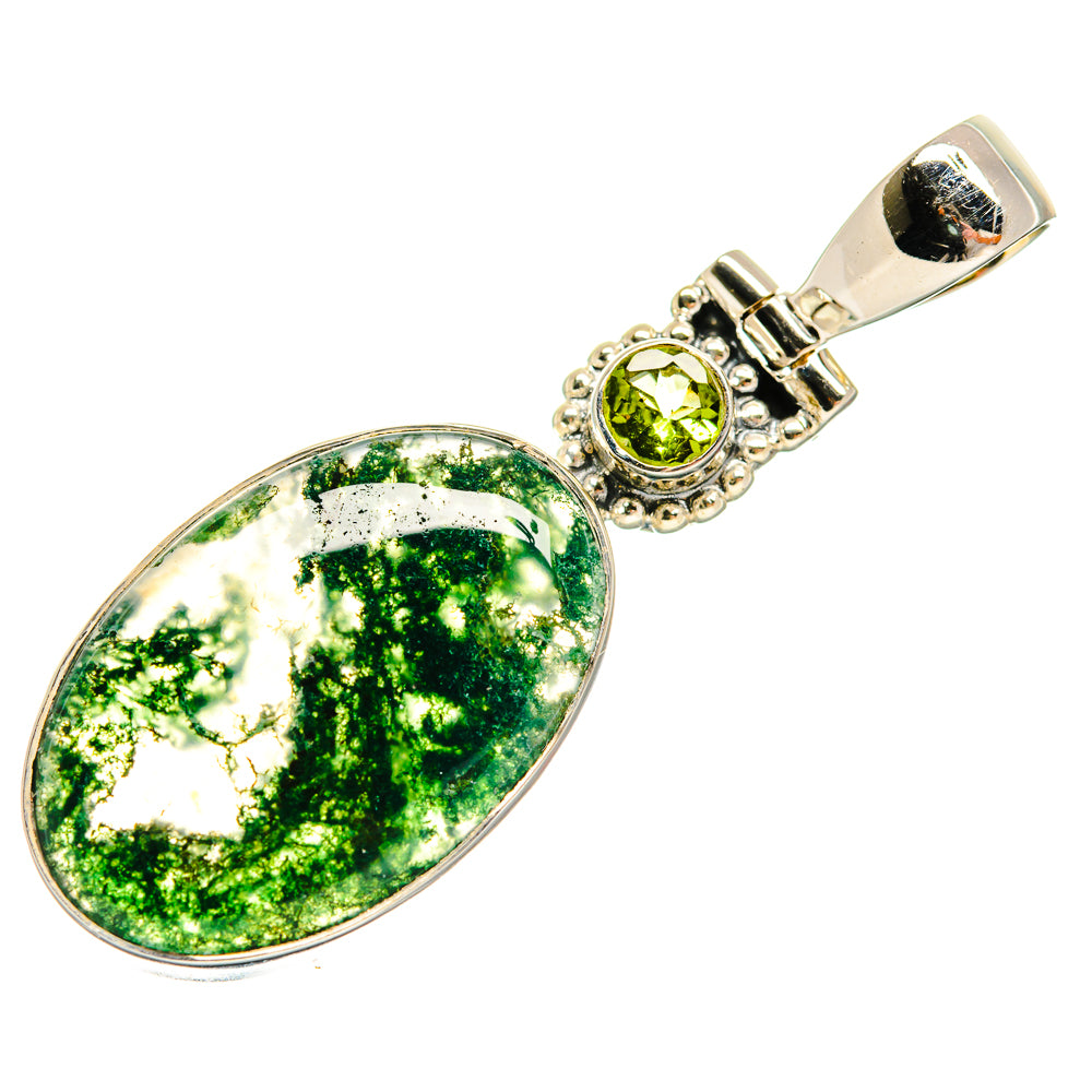 Green Moss Agate Pendants handcrafted by Ana Silver Co - PD23942 - Photo 2