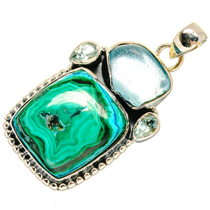 Malachite In Chrysocolla Pendants handcrafted by Ana Silver Co - PD23989 - Photo 2