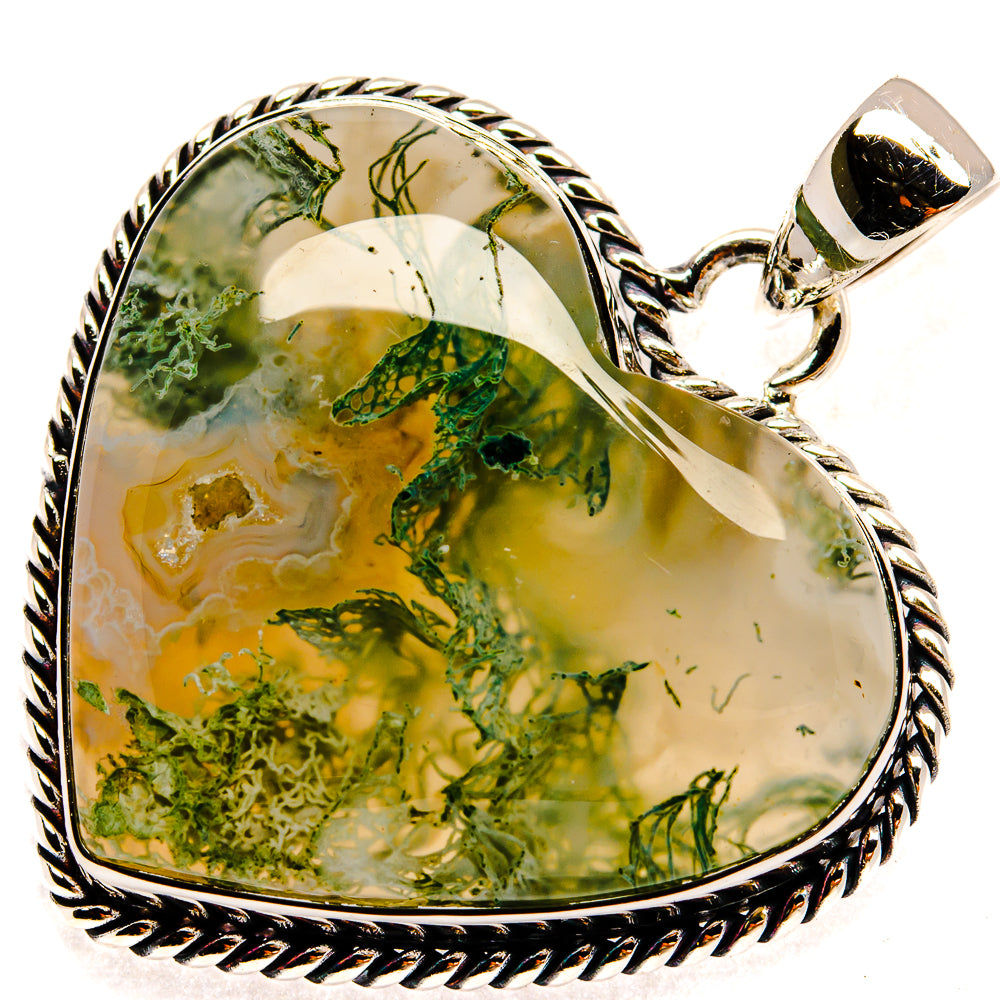 Green Moss Agate Pendants handcrafted by Ana Silver Co - PD24009 - Photo 2