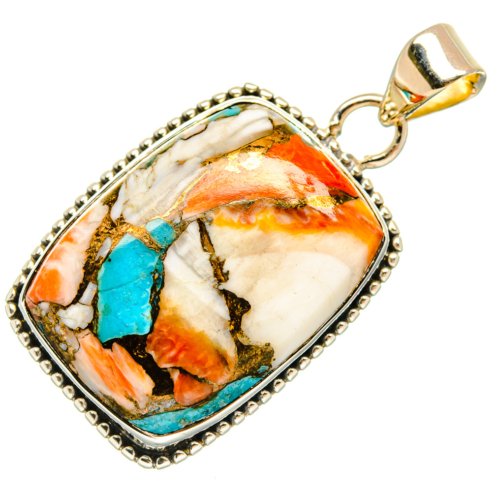Spiny Oyster Turquoise Pendants handcrafted by Ana Silver Co - PD24040 - Photo 2