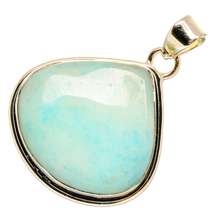 Aquamarine teardrop pendant in 925 sterling silver with hinged bail, bezel-set stone