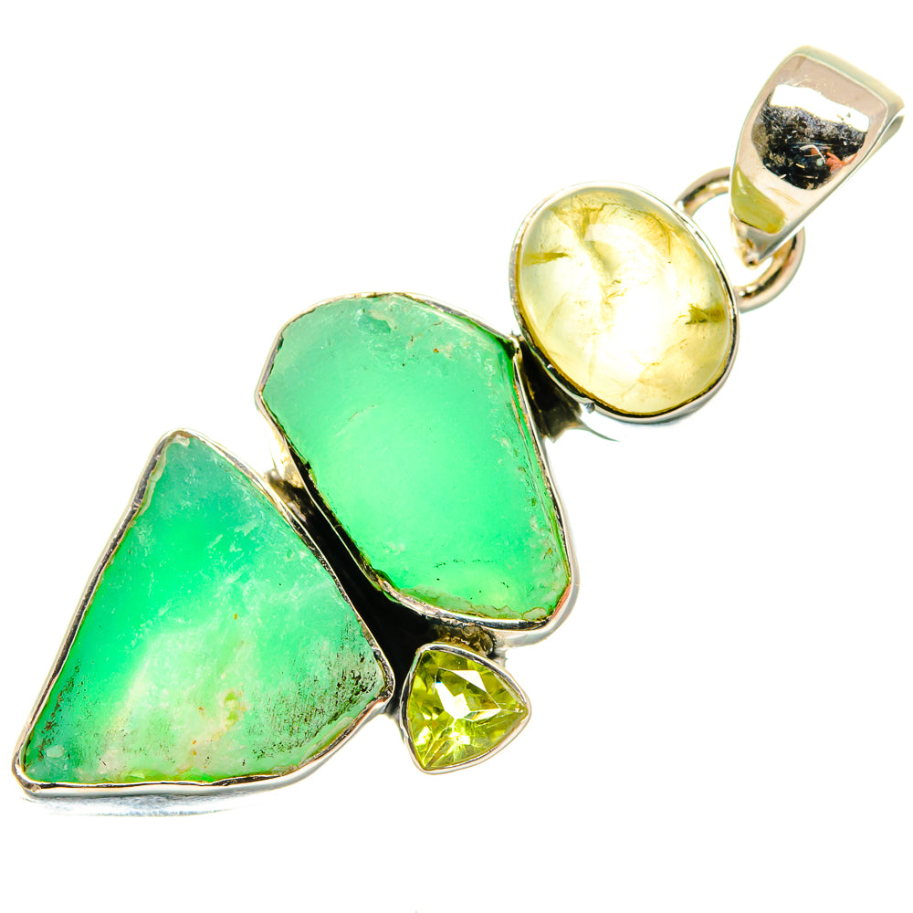 Chrysoprase Pendants handcrafted by Ana Silver Co - PD24076 - Photo 2