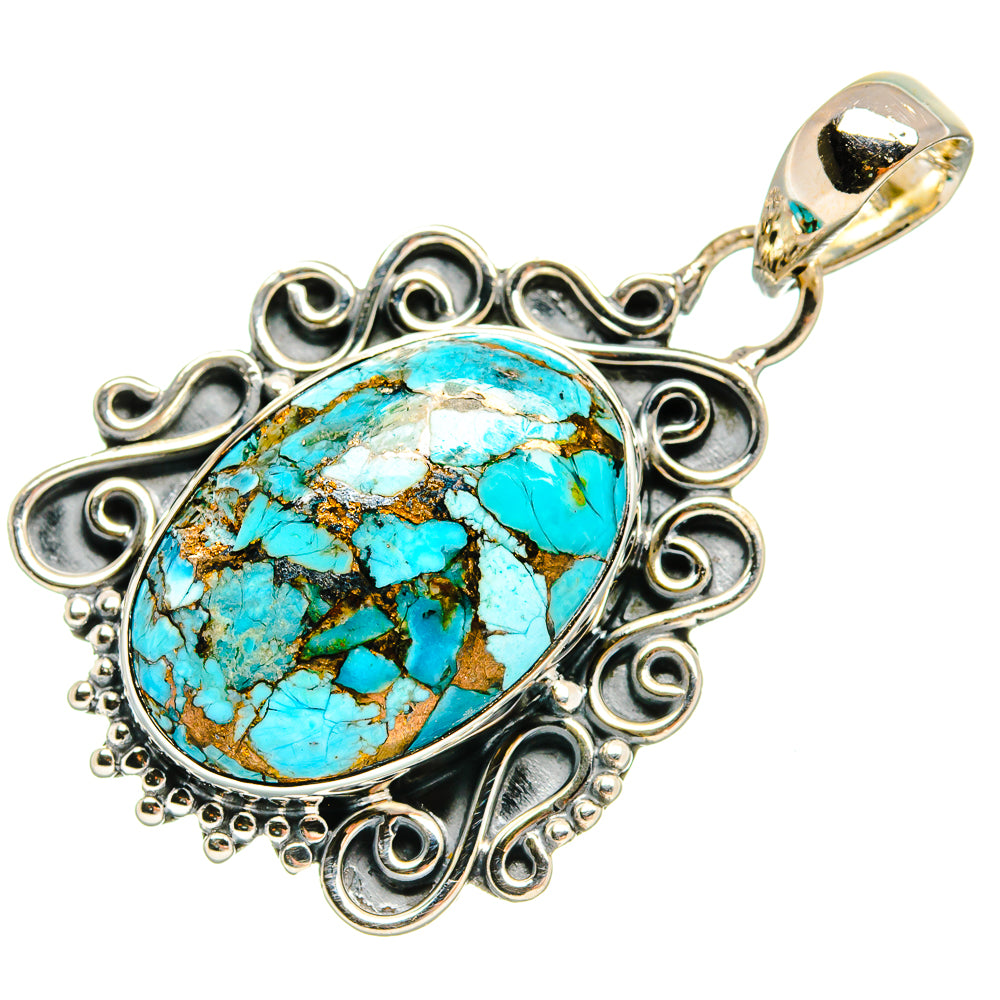 Blue Copper Composite Turquoise Pendants handcrafted by Ana Silver Co - PD24179 - Photo 2