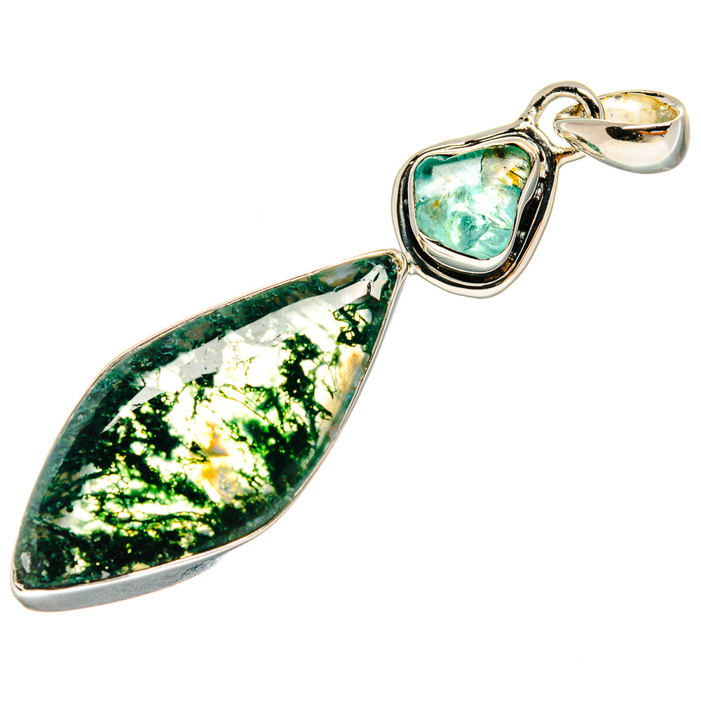 Green Moss Agate Pendants handcrafted by Ana Silver Co - PD24195 - Photo 2