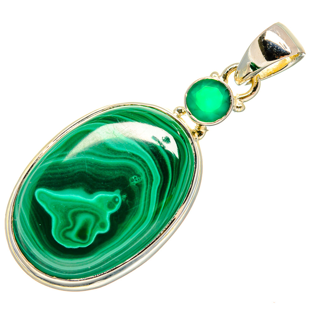 Malachite Pendants handcrafted by Ana Silver Co - PD24199 - Photo 2