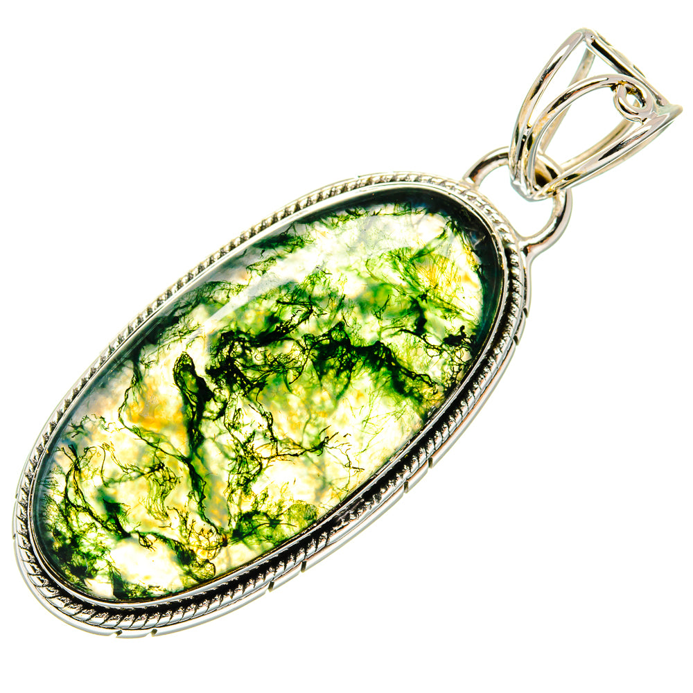 Green Moss Agate Pendants handcrafted by Ana Silver Co - PD24207 - Photo 2