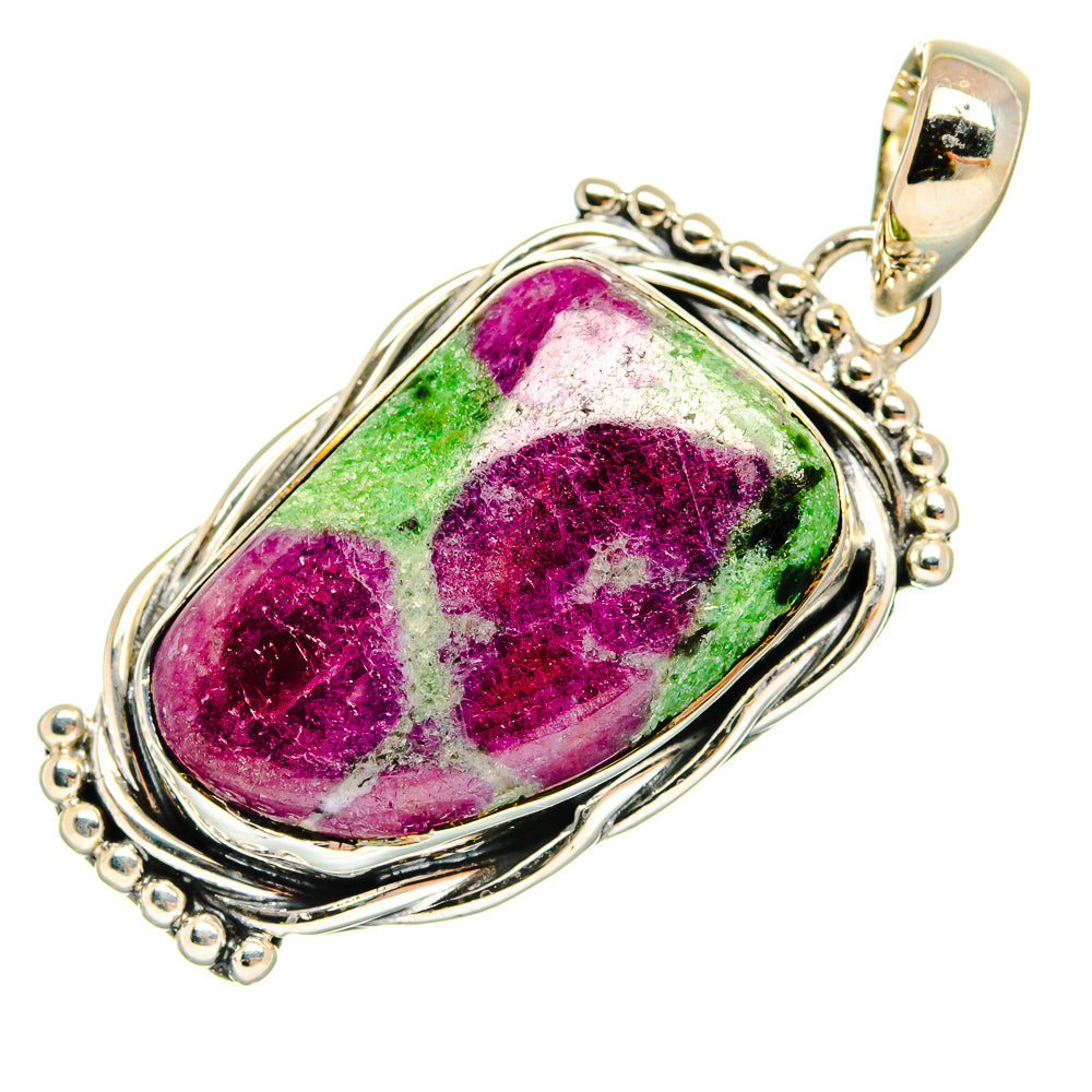 Ruby Zoisite Pendants handcrafted by Ana Silver Co - PD24213 - Photo 2