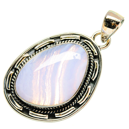 Blue Lace Agate Pendants handcrafted by Ana Silver Co - PD24294 - Photo 2
