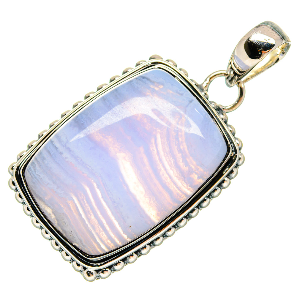 Blue Lace Agate Pendants handcrafted by Ana Silver Co - PD24300 - Photo 2