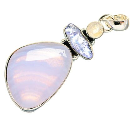 Blue Lace Agate Pendants handcrafted by Ana Silver Co - PD24319 - Photo 2
