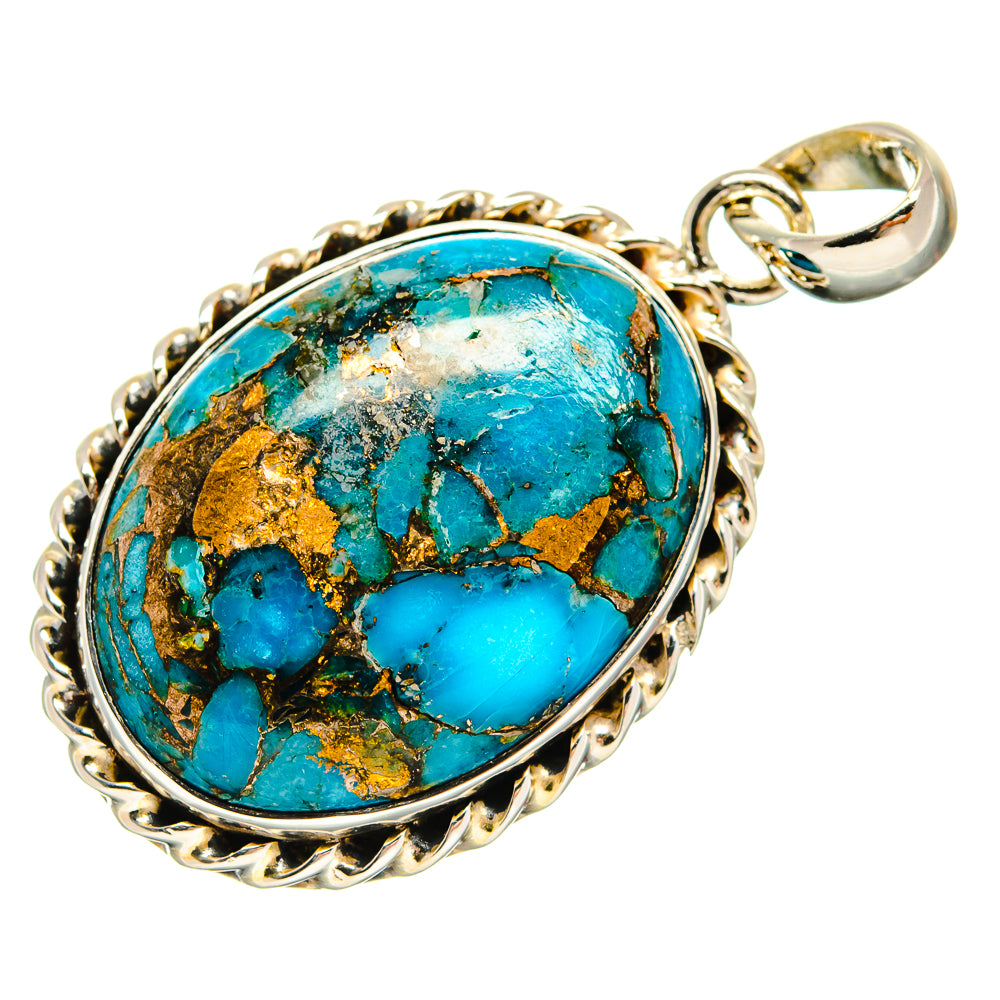 Blue Copper Composite Turquoise Pendants handcrafted by Ana Silver Co - PD24345 - Photo 2