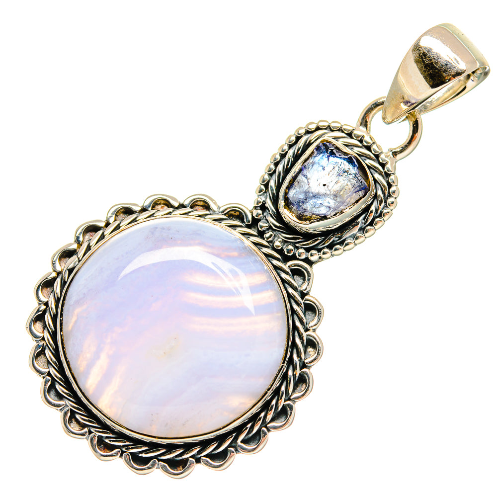 Blue Lace Agate Pendants handcrafted by Ana Silver Co - PD24424 - Photo 2