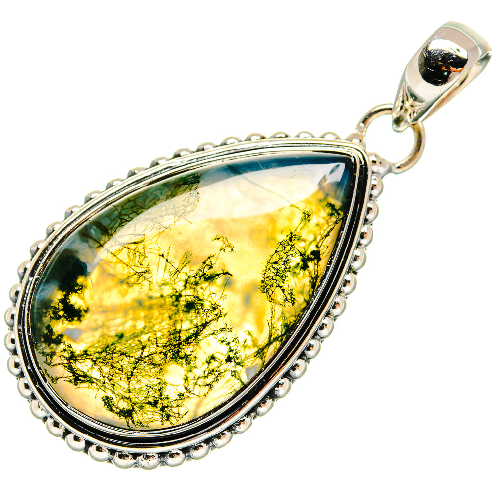 Green Moss Agate Pendants handcrafted by Ana Silver Co - PD24435 - Photo 2