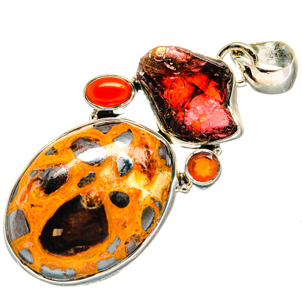 Bauxite, Garnet, Carnelian Pendants handcrafted by Ana Silver Co - PD24449 - Photo 2