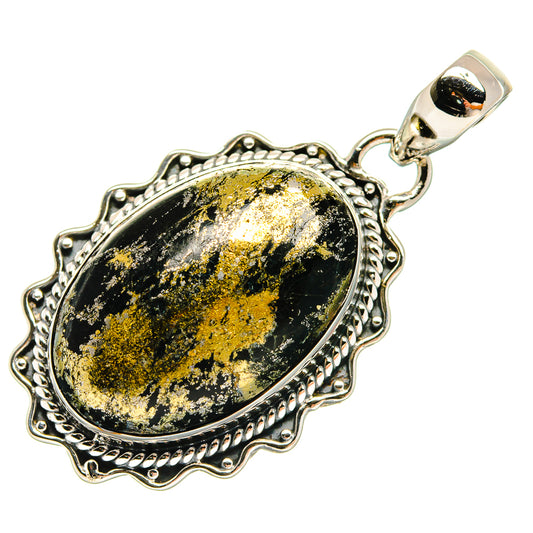 Pyrite In Black Onyx Pendants handcrafted by Ana Silver Co - PD24468 - Photo 2