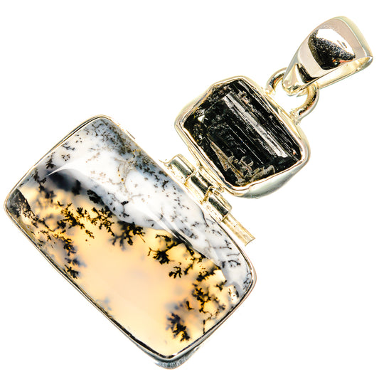 Dendritic Opal, Tektite Pendants handcrafted by Ana Silver Co - PD24499 - Photo 2