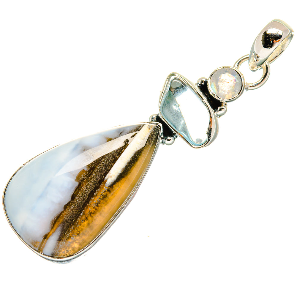 Owyhee Opal, Aquamarine, Rainbow Moonstone Pendants handcrafted by Ana Silver Co - PD24506 - Photo 2