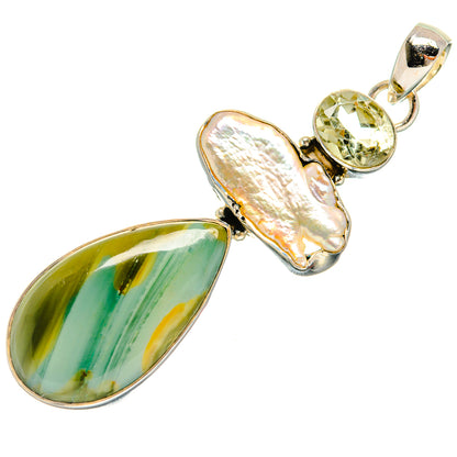 Willow Creek Jasper, Mother Of Pearl, Green Amethyst Pendants handcrafted by Ana Silver Co - PD24513 - Photo 2