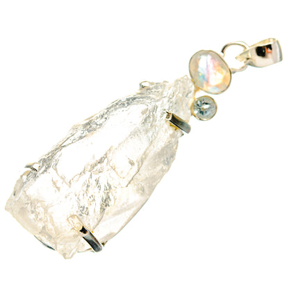 Rainbow Moonstone, Blue Topaz Pendants handcrafted by Ana Silver Co - PD24521 - Photo 2