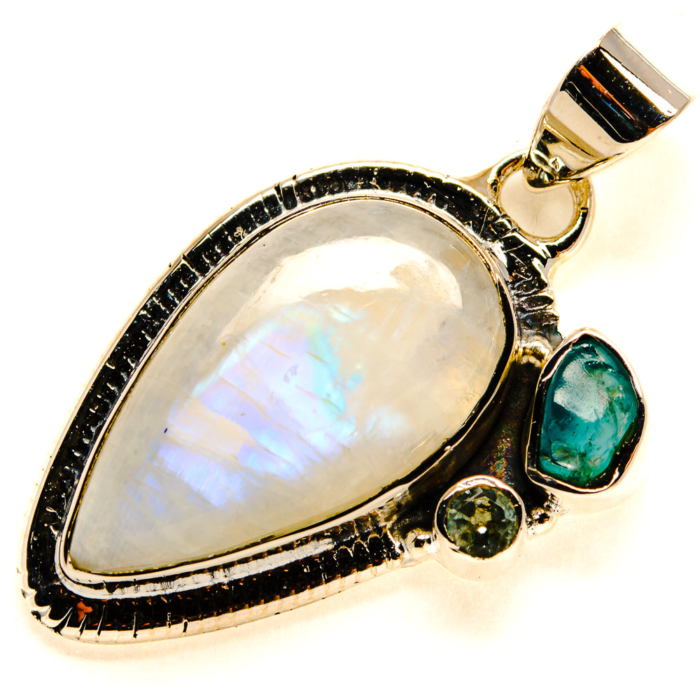 Rainbow Moonstone, Apatite, Blue Topaz Pendants handcrafted by Ana Silver Co - PD24540 - Photo 2