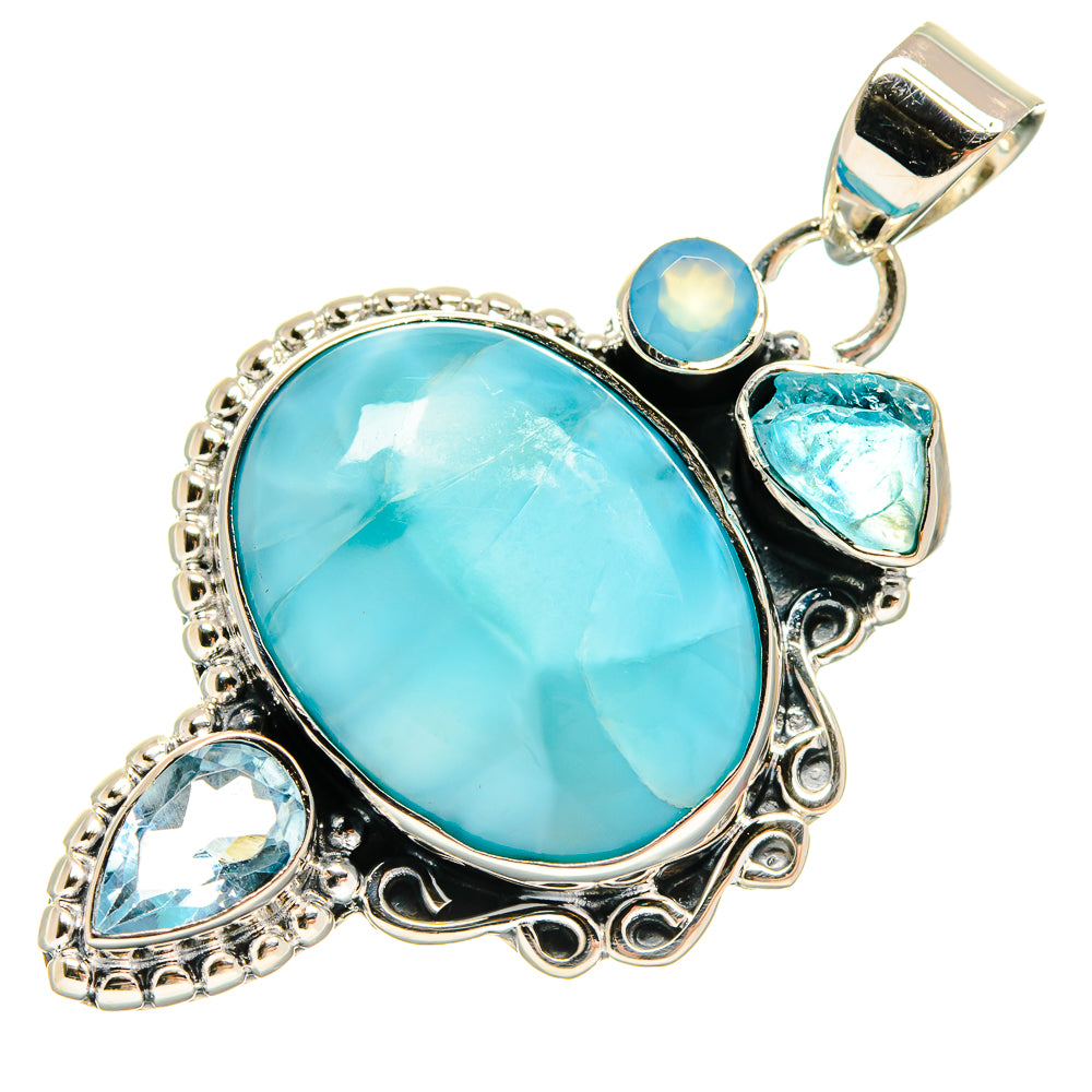 Larimar, Apatite, Aqua Chalcedony, Blue Topaz Pendants handcrafted by Ana Silver Co - PD24553 - Photo 2