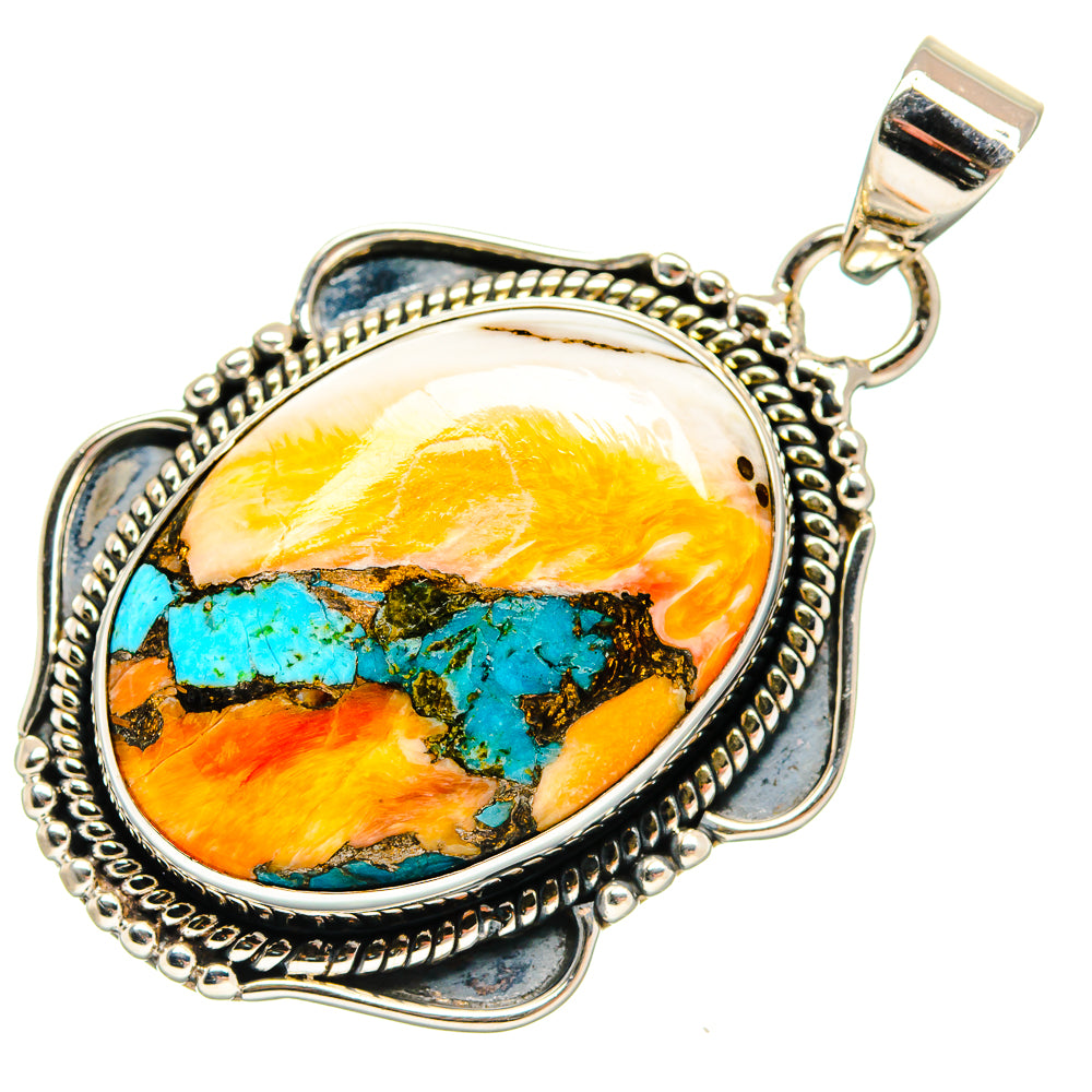 Spiny Oyster Turquoise Pendants handcrafted by Ana Silver Co - PD24686 - Photo 2
