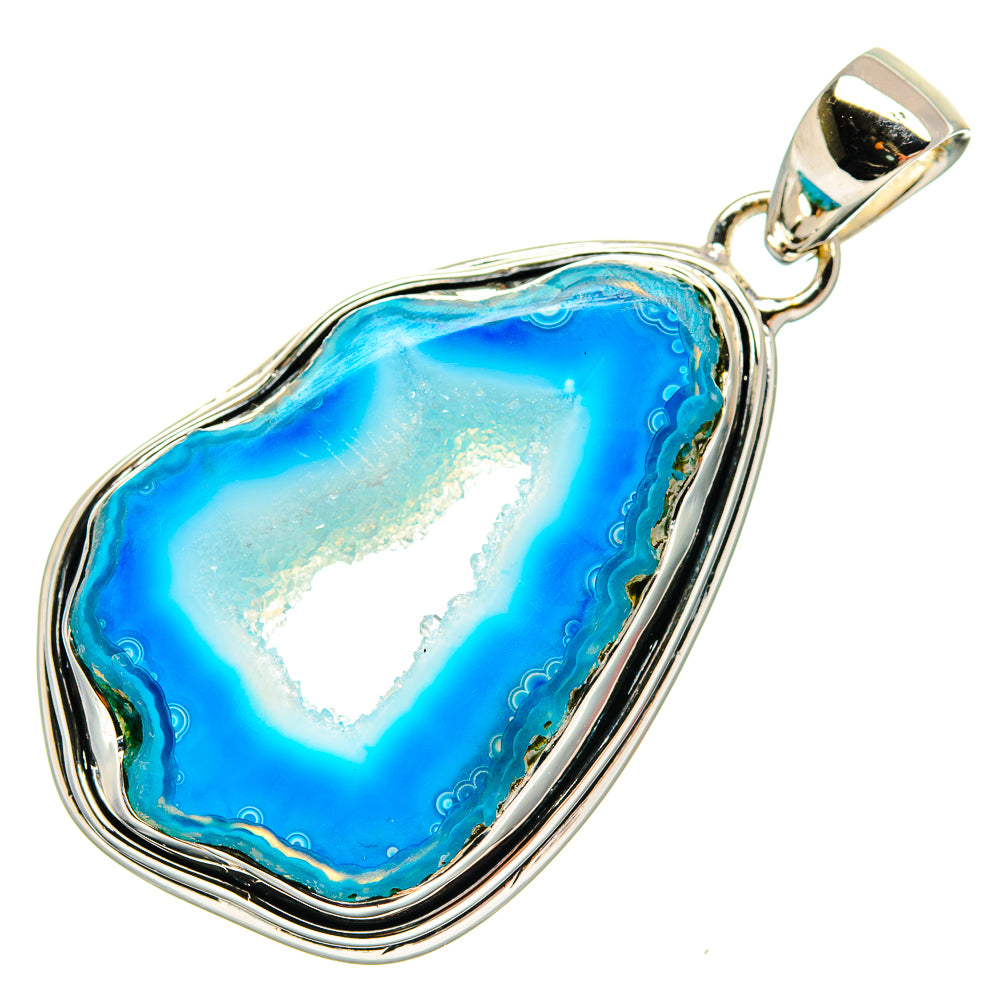 Blue Geode Slice Pendants handcrafted by Ana Silver Co - PD24694 - Photo 2