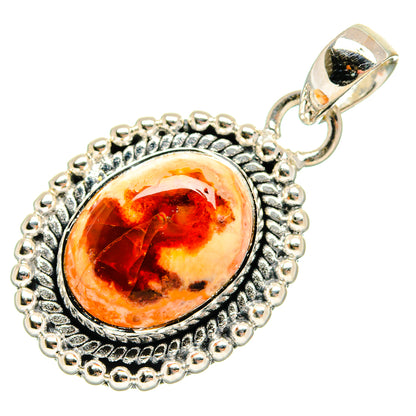 Mexican Fire Opal Pendants handcrafted by Ana Silver Co - PD24736 - Photo 2