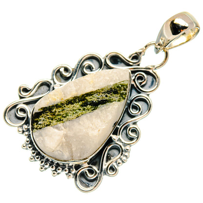 Green Tourmaline In Quartz Pendants handcrafted by Ana Silver Co - PD25039 - Photo 2