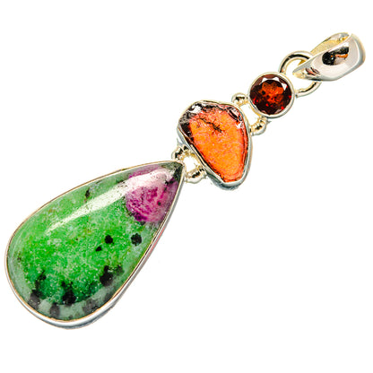 Ruby Zoisite Pendants handcrafted by Ana Silver Co - PD25141 - Photo 2
