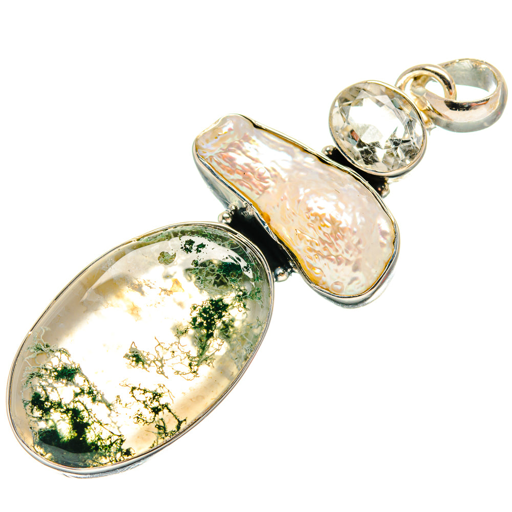 Green Moss Agate Pendants handcrafted by Ana Silver Co - PD25148 - Photo 2