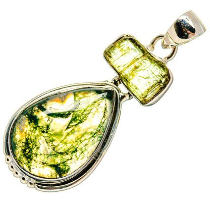 Green Moss Agate Pendants handcrafted by Ana Silver Co - PD25187 - Photo 2