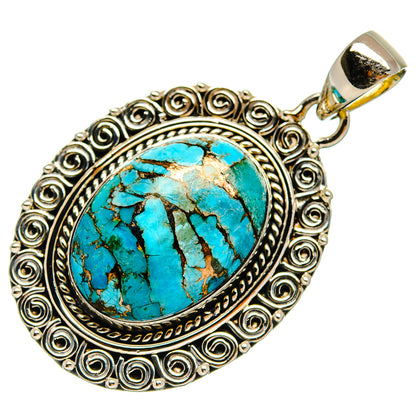 Blue Copper Composite Turquoise Pendants handcrafted by Ana Silver Co - PD25235 - Photo 2