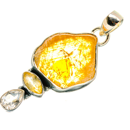 925 sterling silver pendant with rough orange citrine center and clear quartz accents