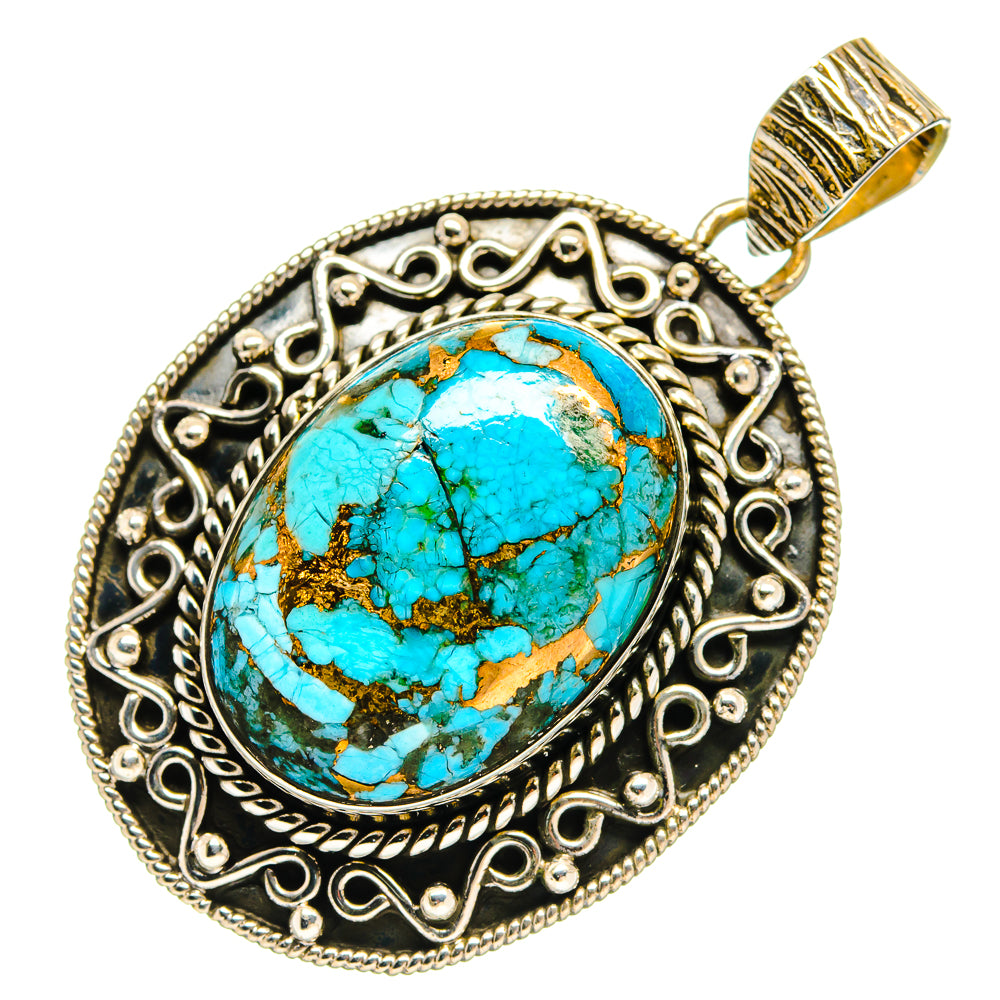 Blue Copper Composite Turquoise Pendants handcrafted by Ana Silver Co - PD25404 - Photo 2