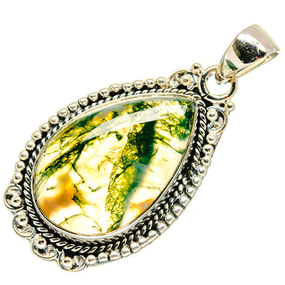 Green Moss Agate Pendants handcrafted by Ana Silver Co - PD25431 - Photo 2