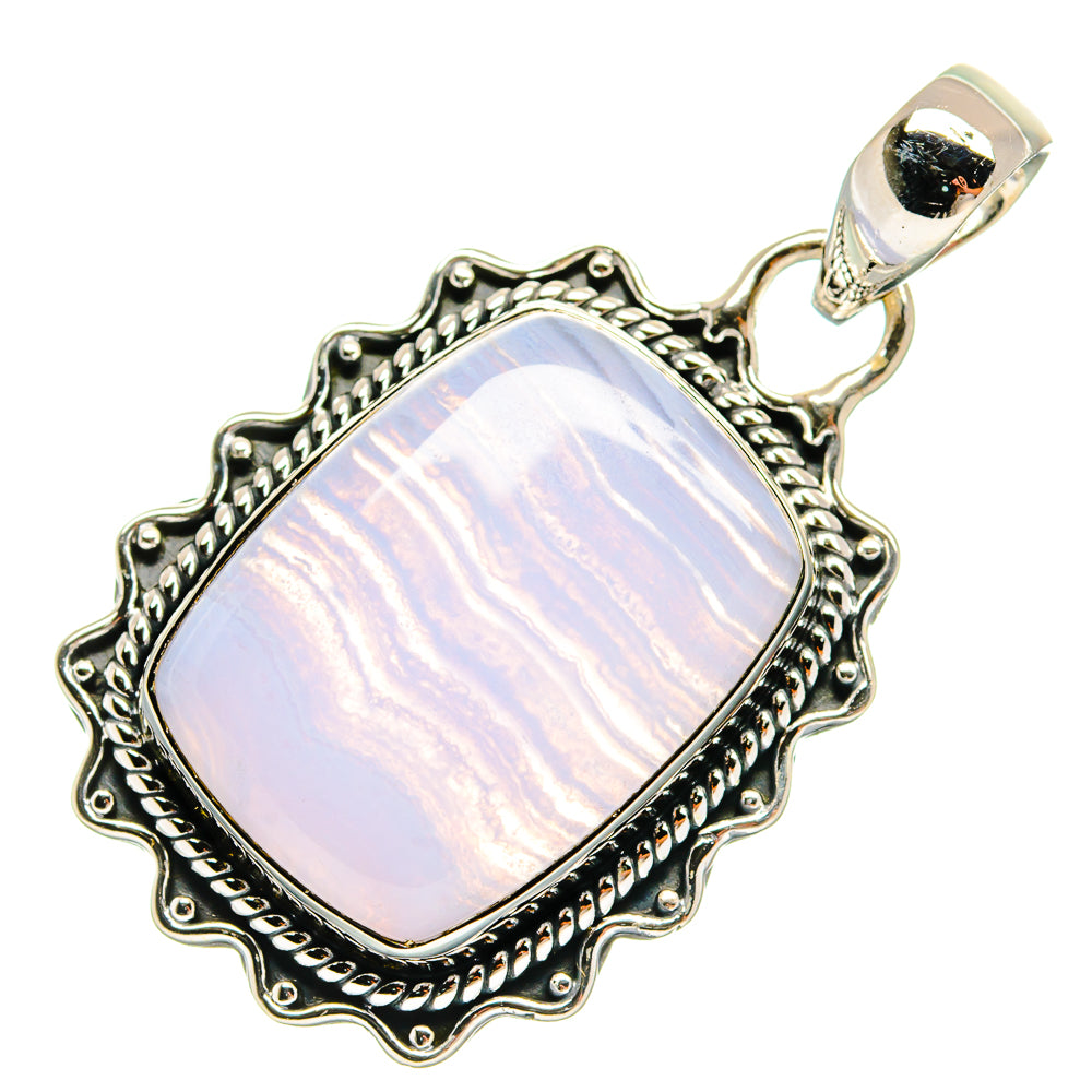 Blue Lace Agate Pendants handcrafted by Ana Silver Co - PD25439 - Photo 2