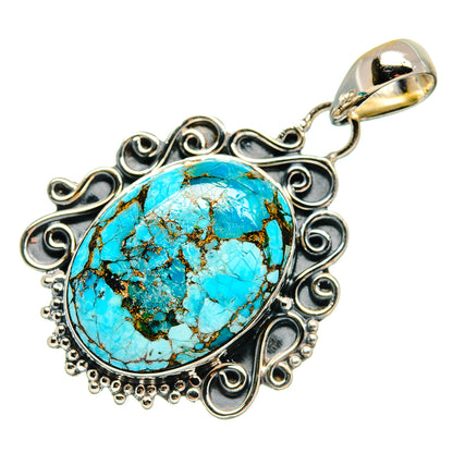 Blue Copper Composite Turquoise Pendants handcrafted by Ana Silver Co - PD25462 - Photo 2
