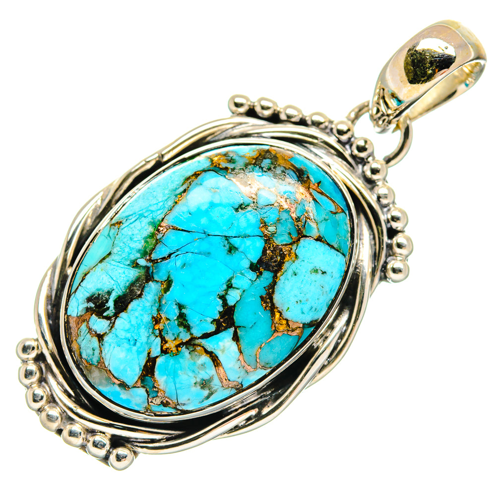 Blue Copper Composite Turquoise Pendants handcrafted by Ana Silver Co - PD25466 - Photo 2