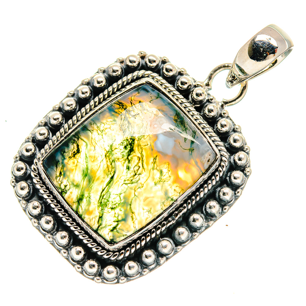 Green Moss Agate Pendants handcrafted by Ana Silver Co - PD25482 - Photo 2