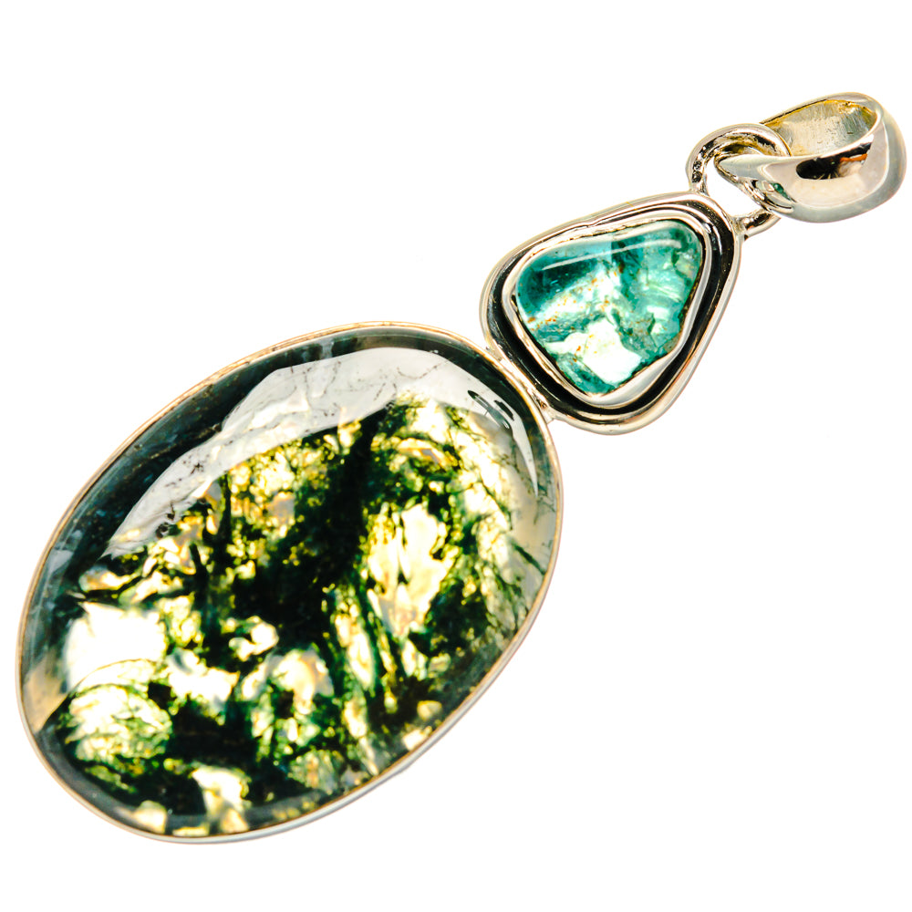 Green Moss Agate Pendants handcrafted by Ana Silver Co - PD25566 - Photo 2