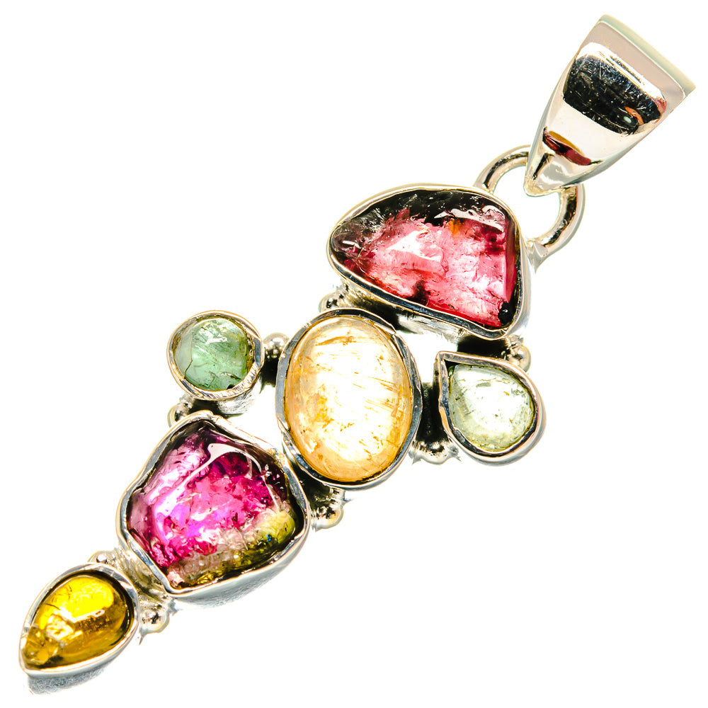 Watermelon Tourmaline Pendants handcrafted by Ana Silver Co - PD25605 - Photo 2