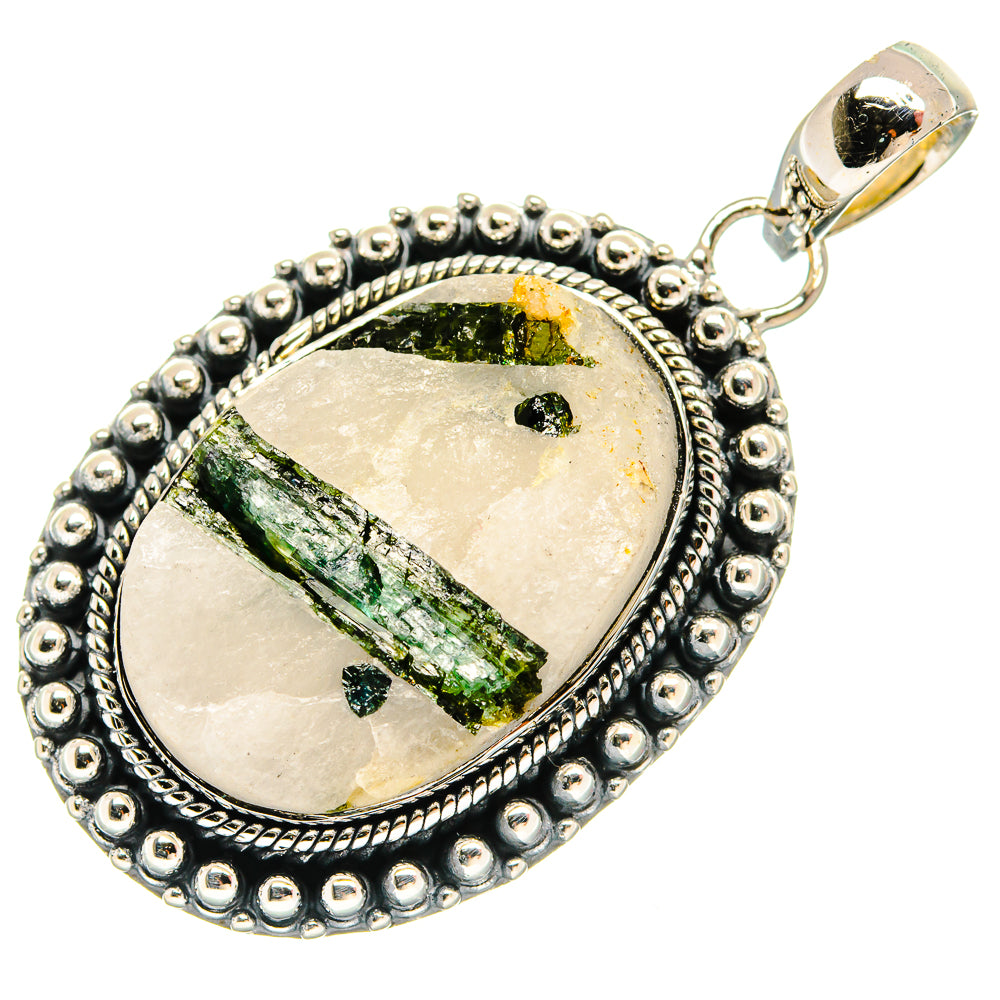 Green Tourmaline In Quartz Pendants handcrafted by Ana Silver Co - PD25723 - Photo 2