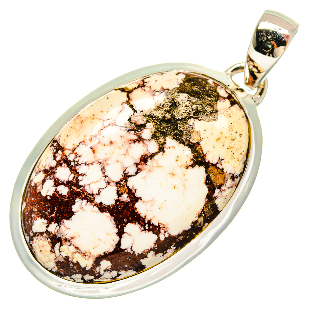 Wild horse jasper oval pendant, 925 sterling silver bezel and loop bail