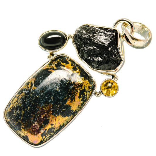 Pyrite In Black Onyx Pendants handcrafted by Ana Silver Co - PD25768 - Photo 2